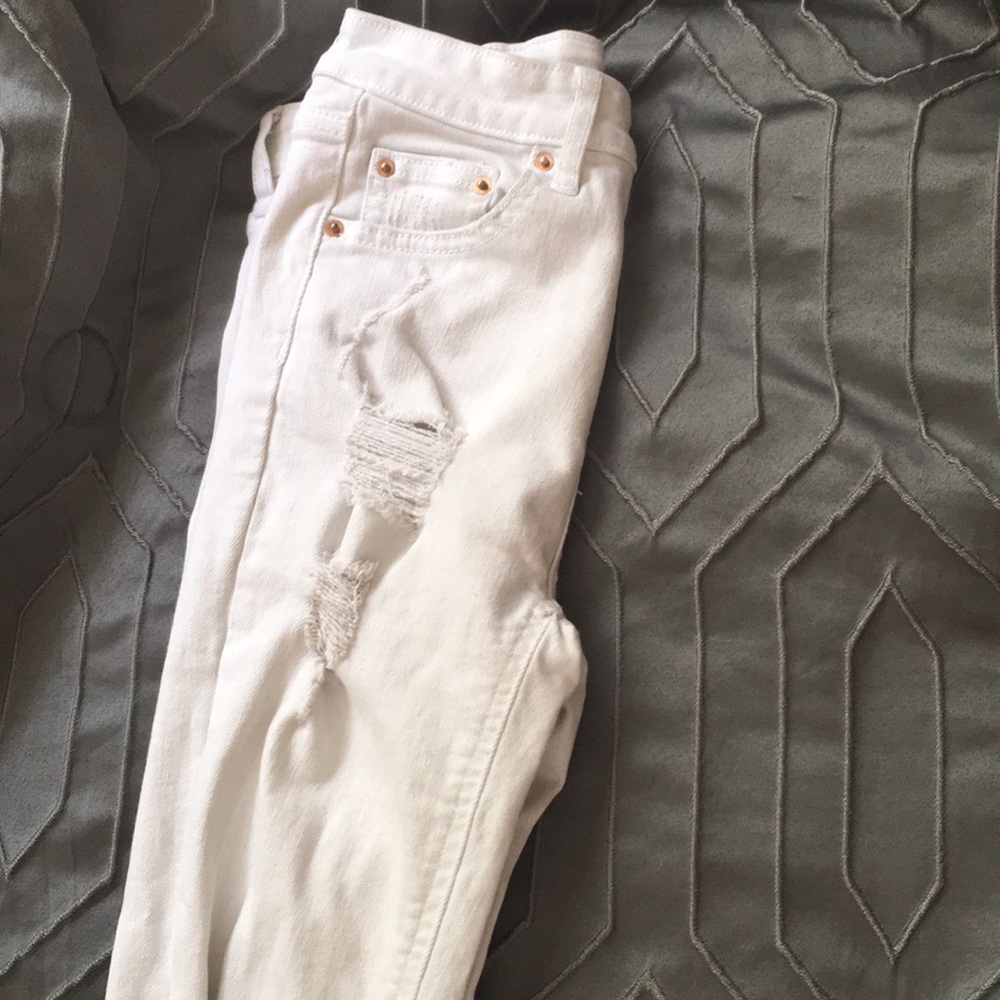 White ripped jeans